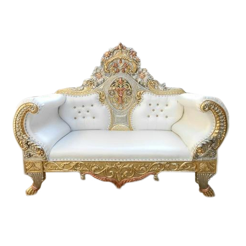 White Golden Wooden Designer Wedding sofa