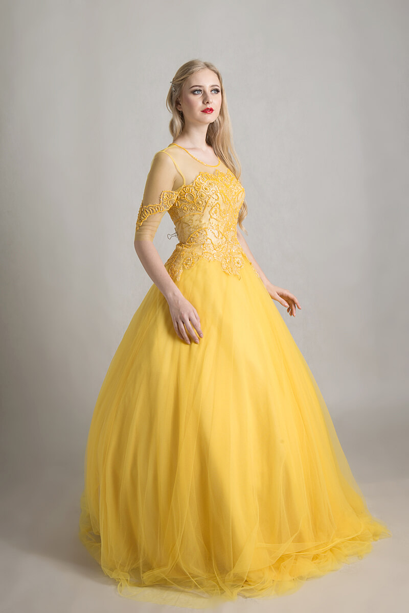 Yellow France lace ballgown